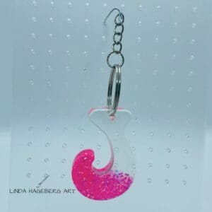 Nøkkelring J, neon rosa