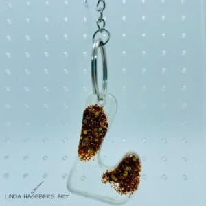 Nøkkelring L, kobber glitter